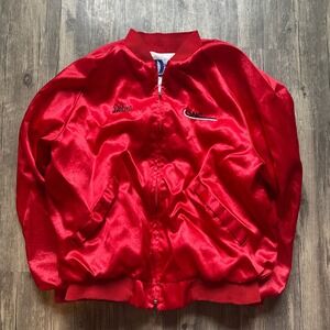 Dunbrooke Satin Jacket‎ Vintage Embroidered CWC Debra Red Bomber Jacket XL